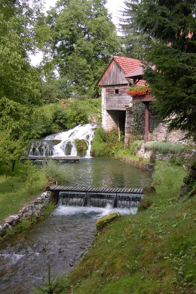 Rastoke village with famous waterfalls and mills near Slunj, Croatia.
