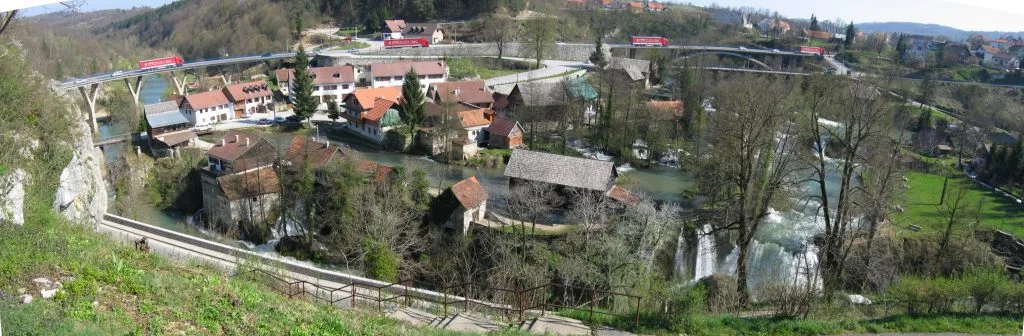 Rastoke village with famous waterfalls and mills near Slunj, Croatia.